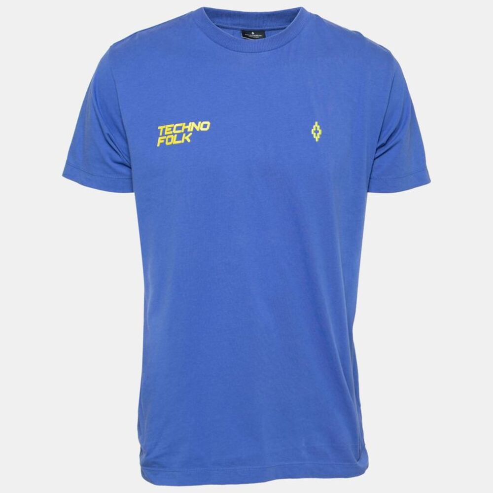 Marcelo Burlon Blue Cotton Printed Crew Neck T-Shirt S